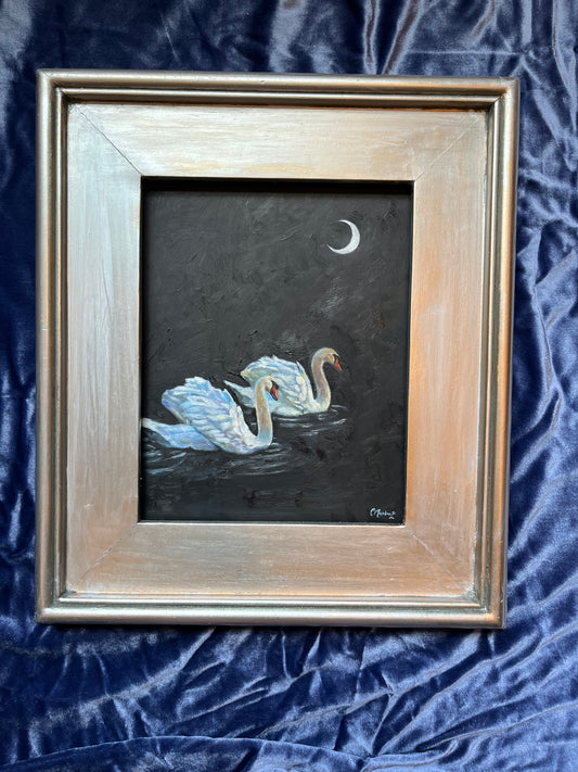 "Moonlit Swim" 8"x10" Oil Painting
