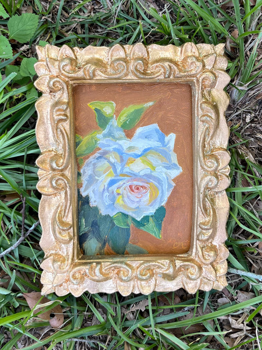 "White Rose Study" 4"x6" Oil Painting