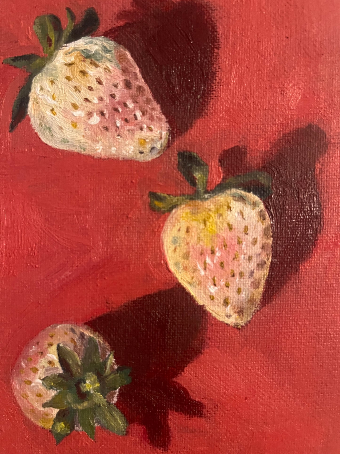"Three Pineberries" 5"x7" Framed Oil Painting