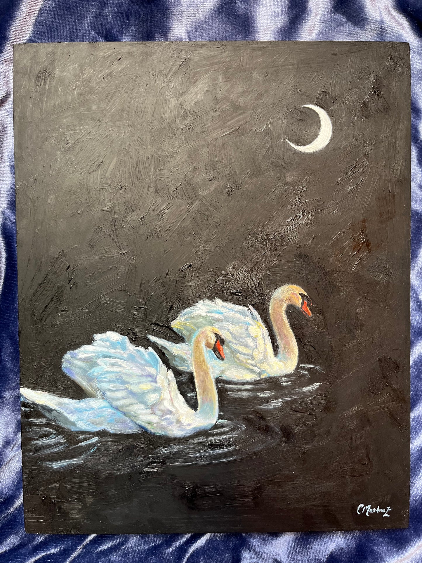 "Moonlit Swim" 8"x10" Oil Painting