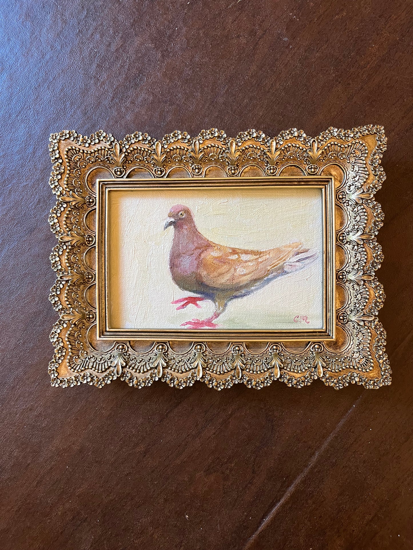 "Brown Pigeon Study" 4"x6" Oil Painting
