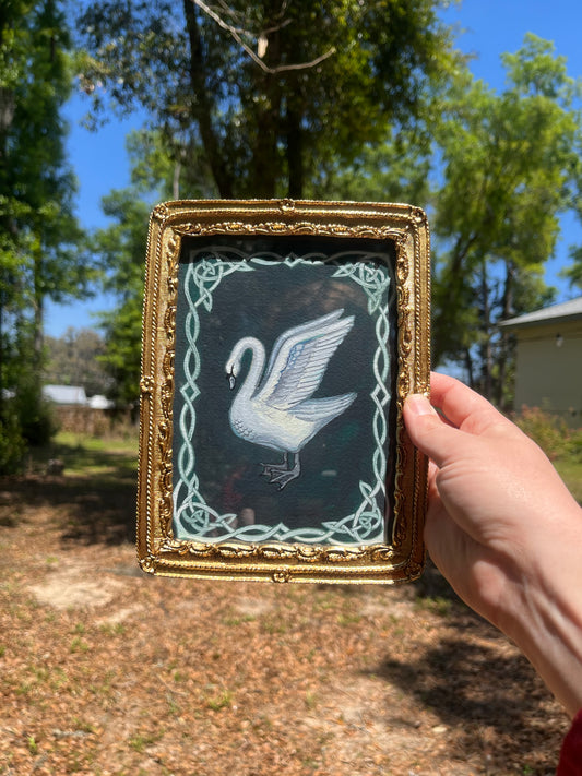 "A Swan and a Knot" 5"x7" watercolor painting
