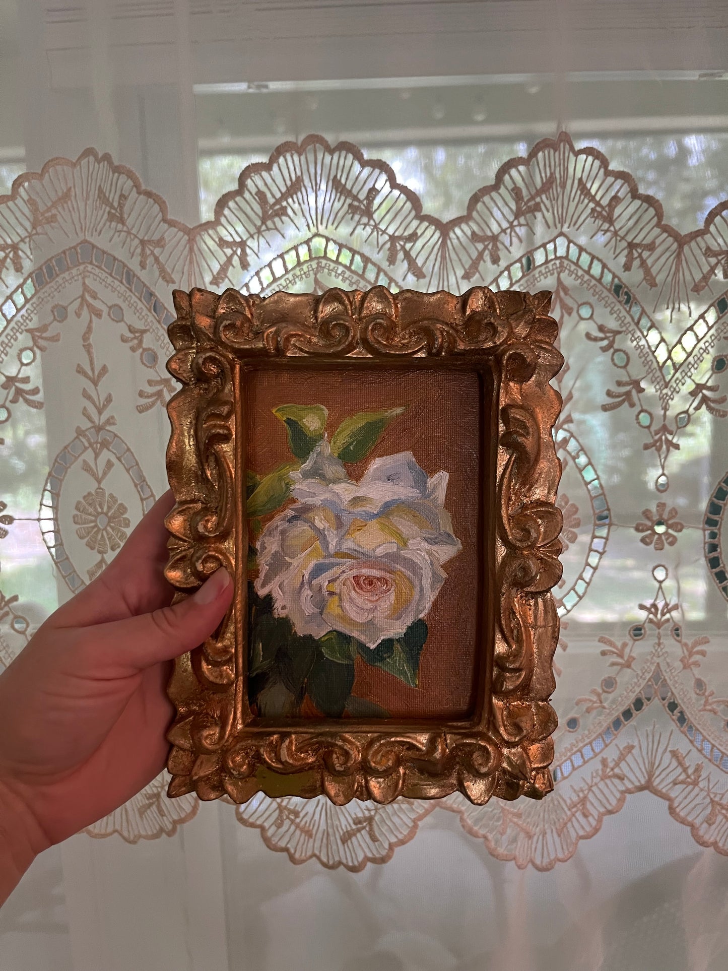 "White Rose Study" 4"x6" Oil Painting