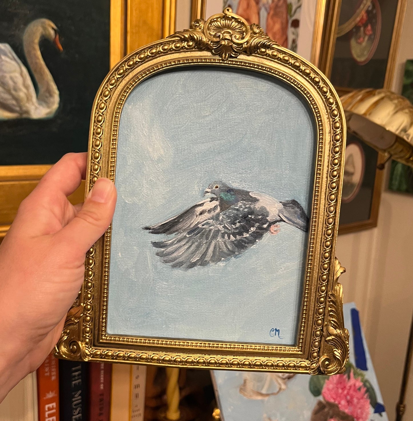 "Pigeon in the Sky" 5"x7" Oil Painting